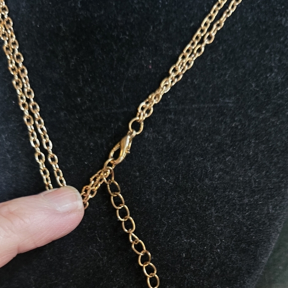 Turquoise & Crystal Gold Wing Necklace 9"/18 Adjustsble - Picture 5 of 5